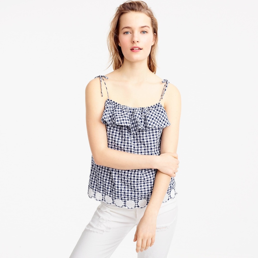 J. CREW Tie-Shoulder Ruffle Top